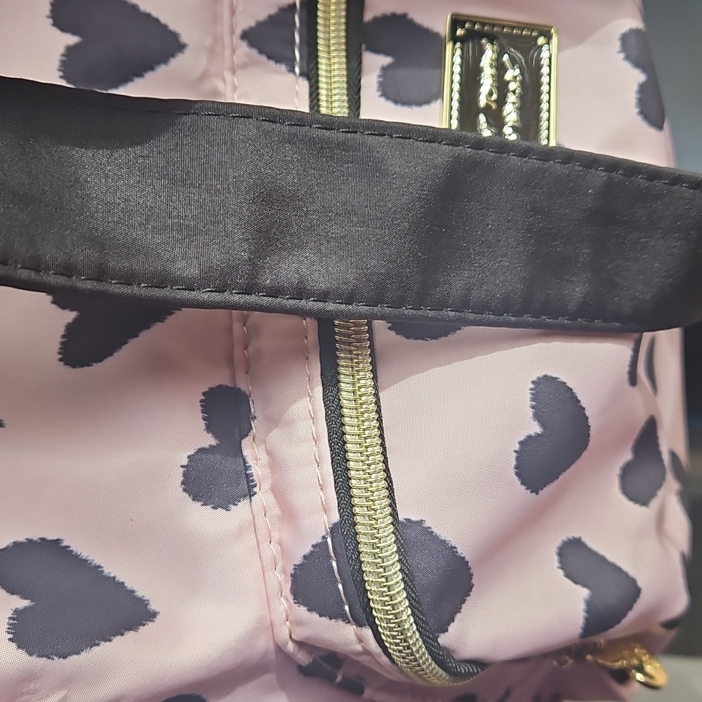 Betsey Johnson Pink and Black Heart Backpack